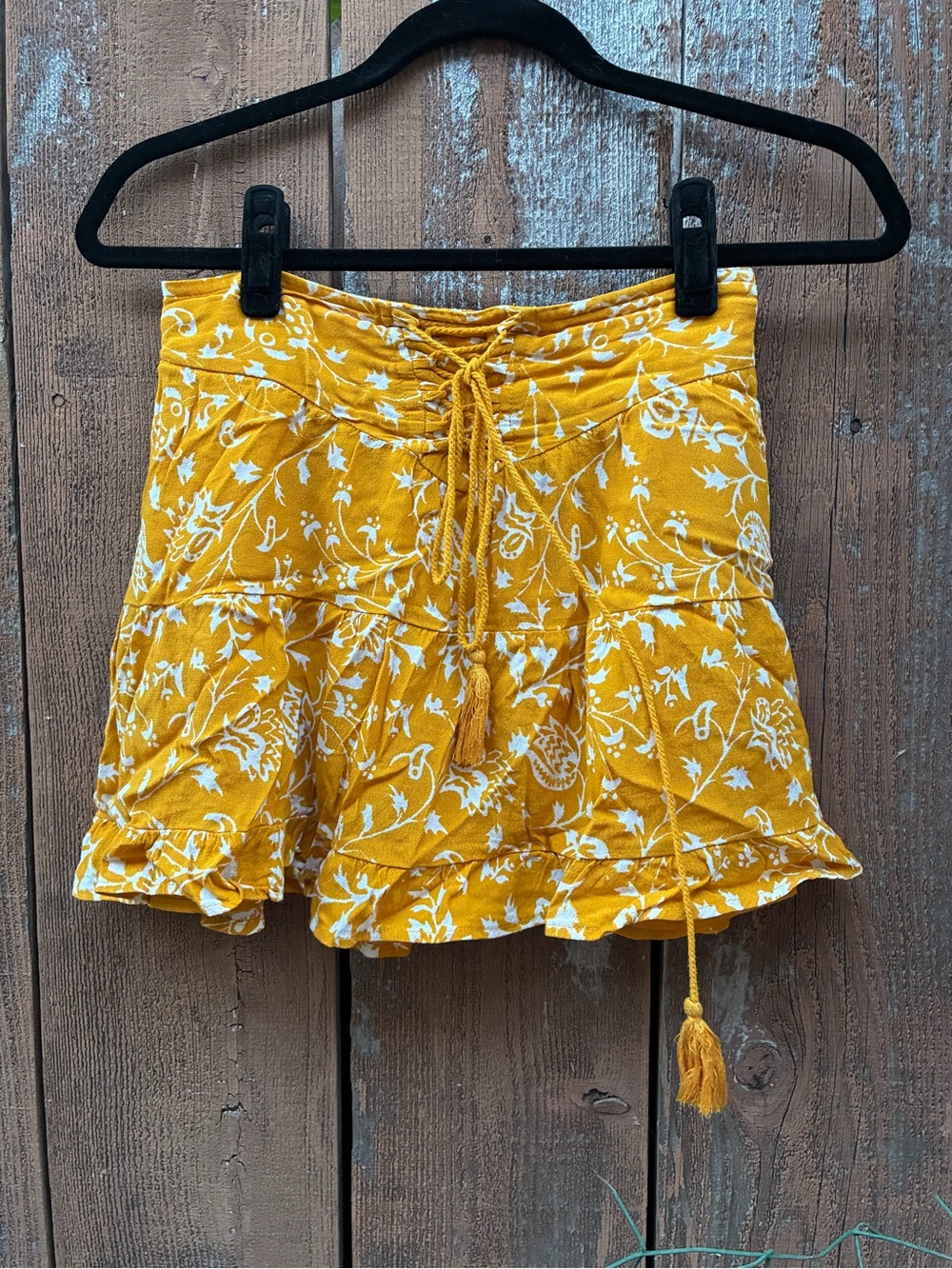 Women’s Mustard Yellow Floral Drawstring Skort